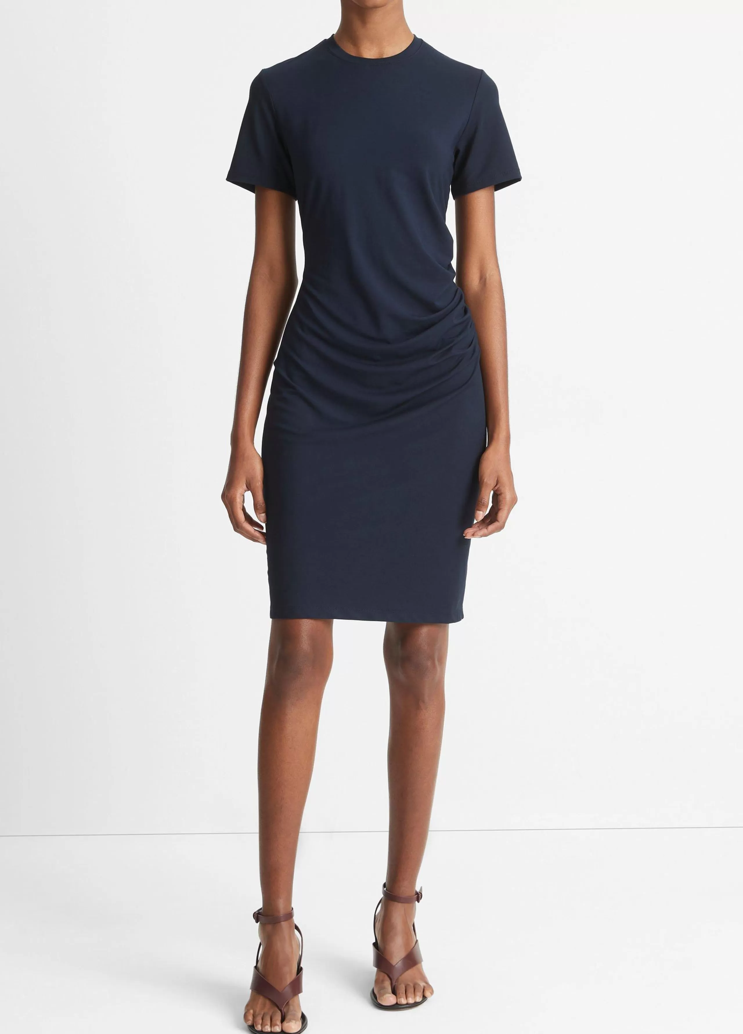 Women Vince Ruched Short-Sleeve Dress