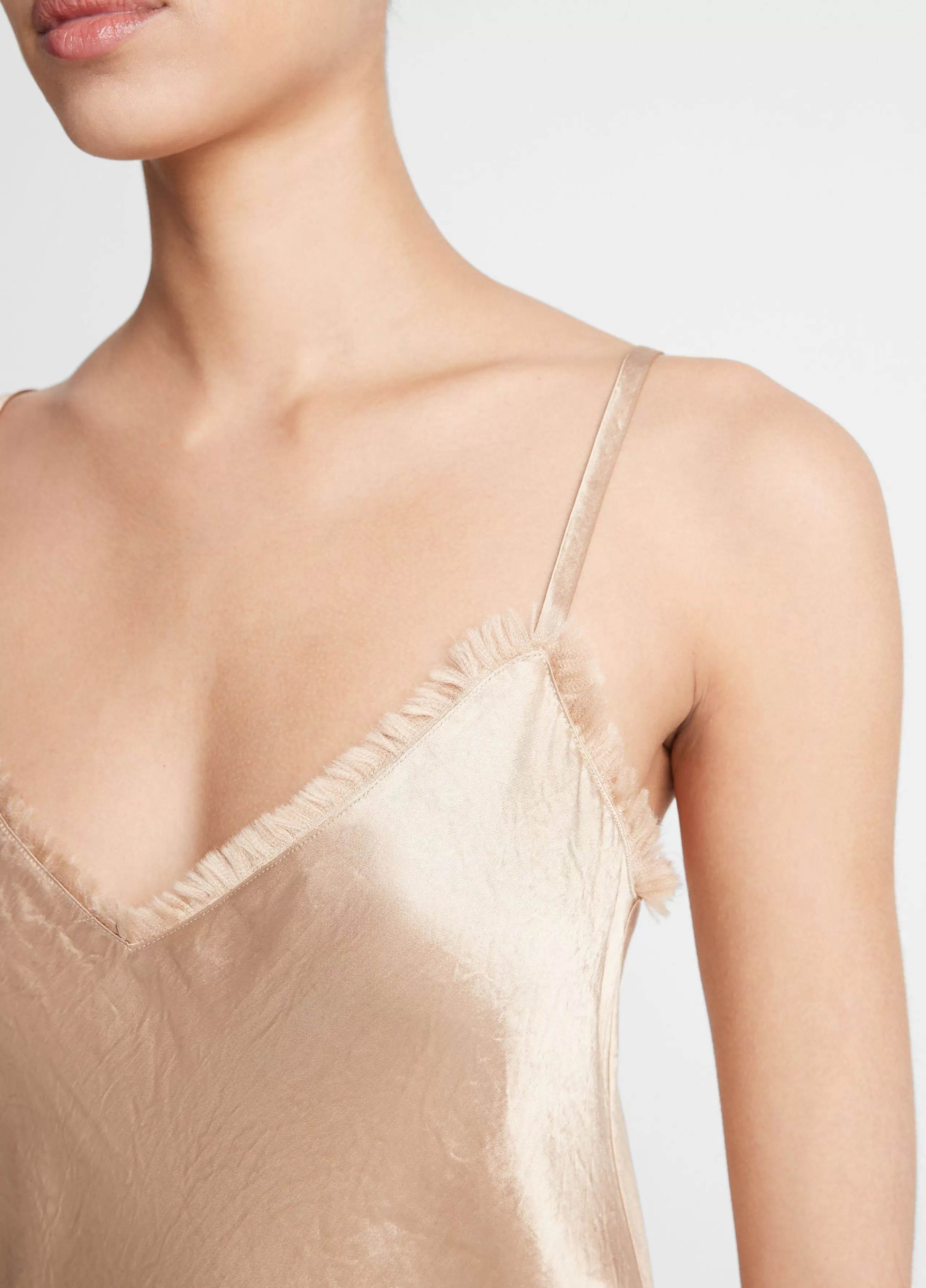 Women Vince Satin Frayed-Edge Bias Camisole Dress