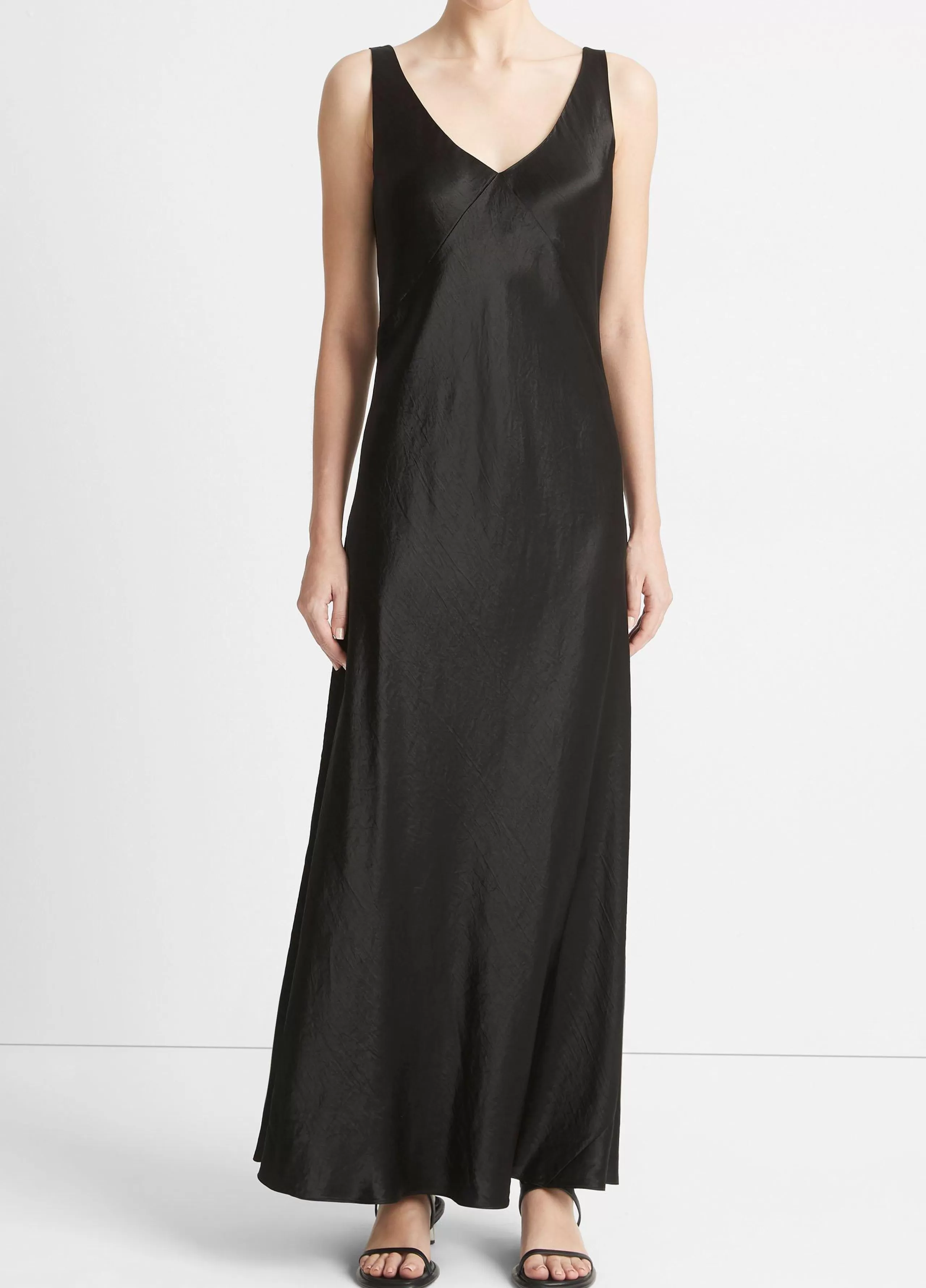 Women Vince Satin V-Neck Maxi Slip Dress