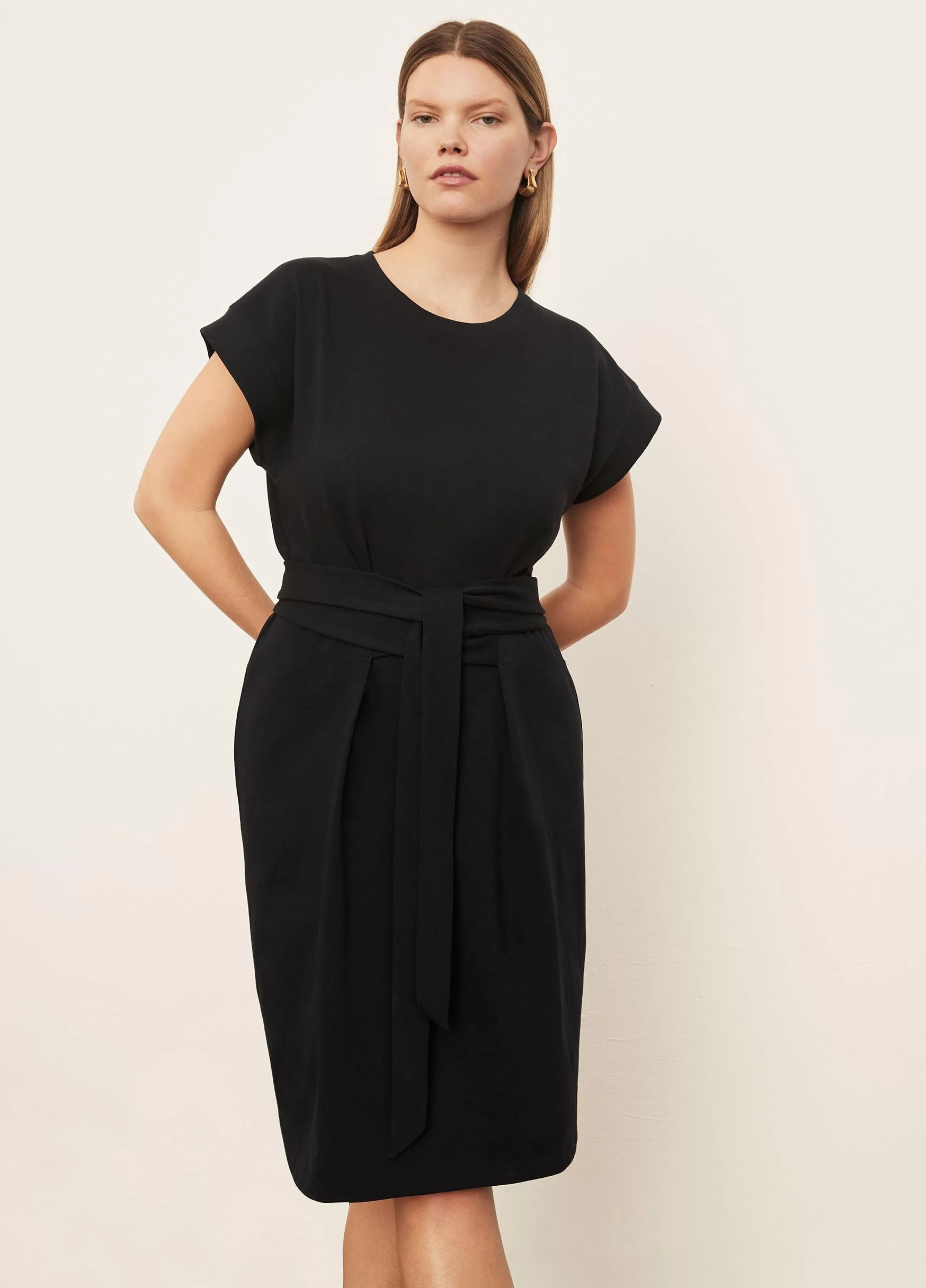 Women Vince Short Sleeve Tie-Waist Dress