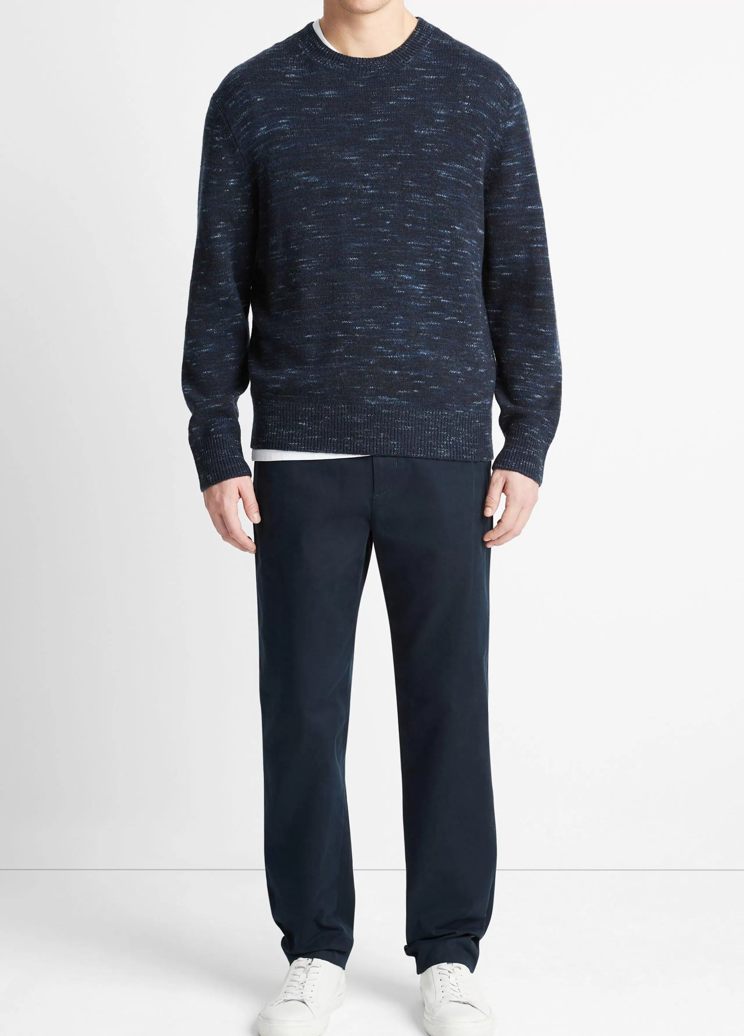 Vince Space Dye Wool-Cashmere Crew Neck Sweater