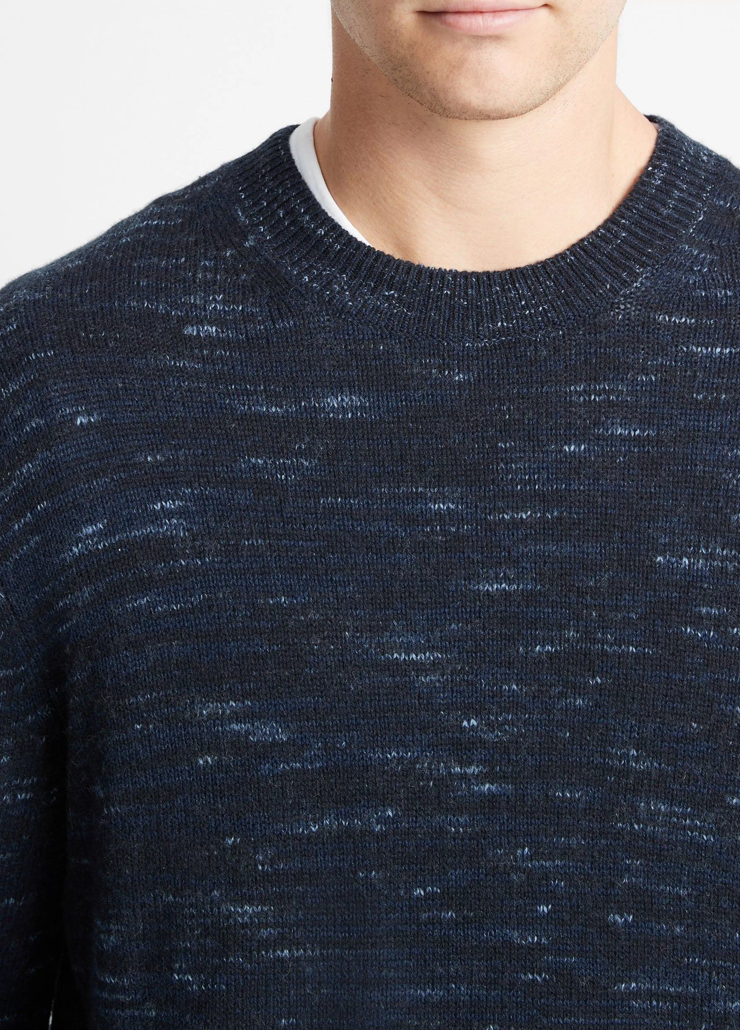 Vince Space Dye Wool-Cashmere Crew Neck Sweater