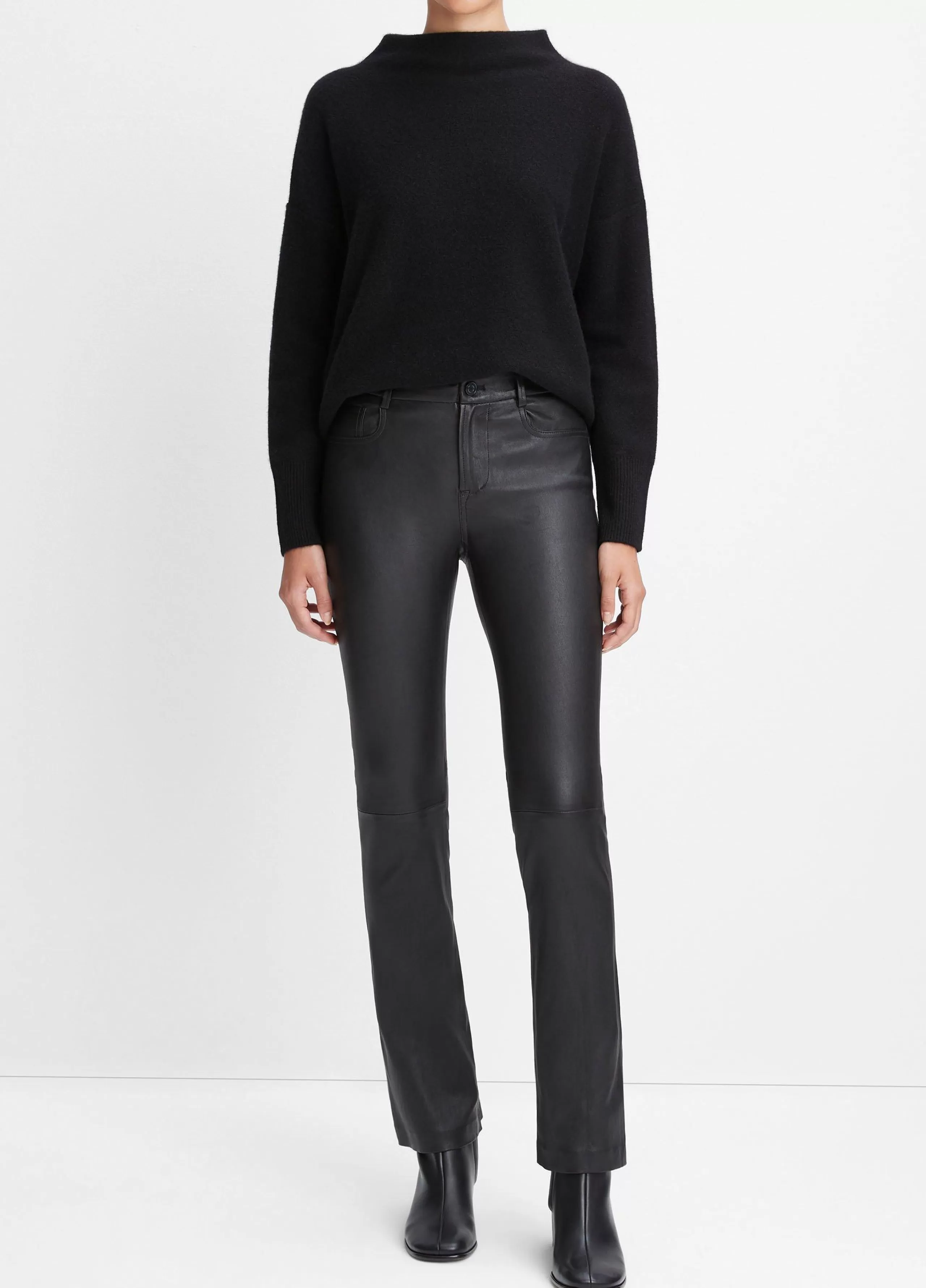 Women Vince Stretch Leather Boot-Cut Pant