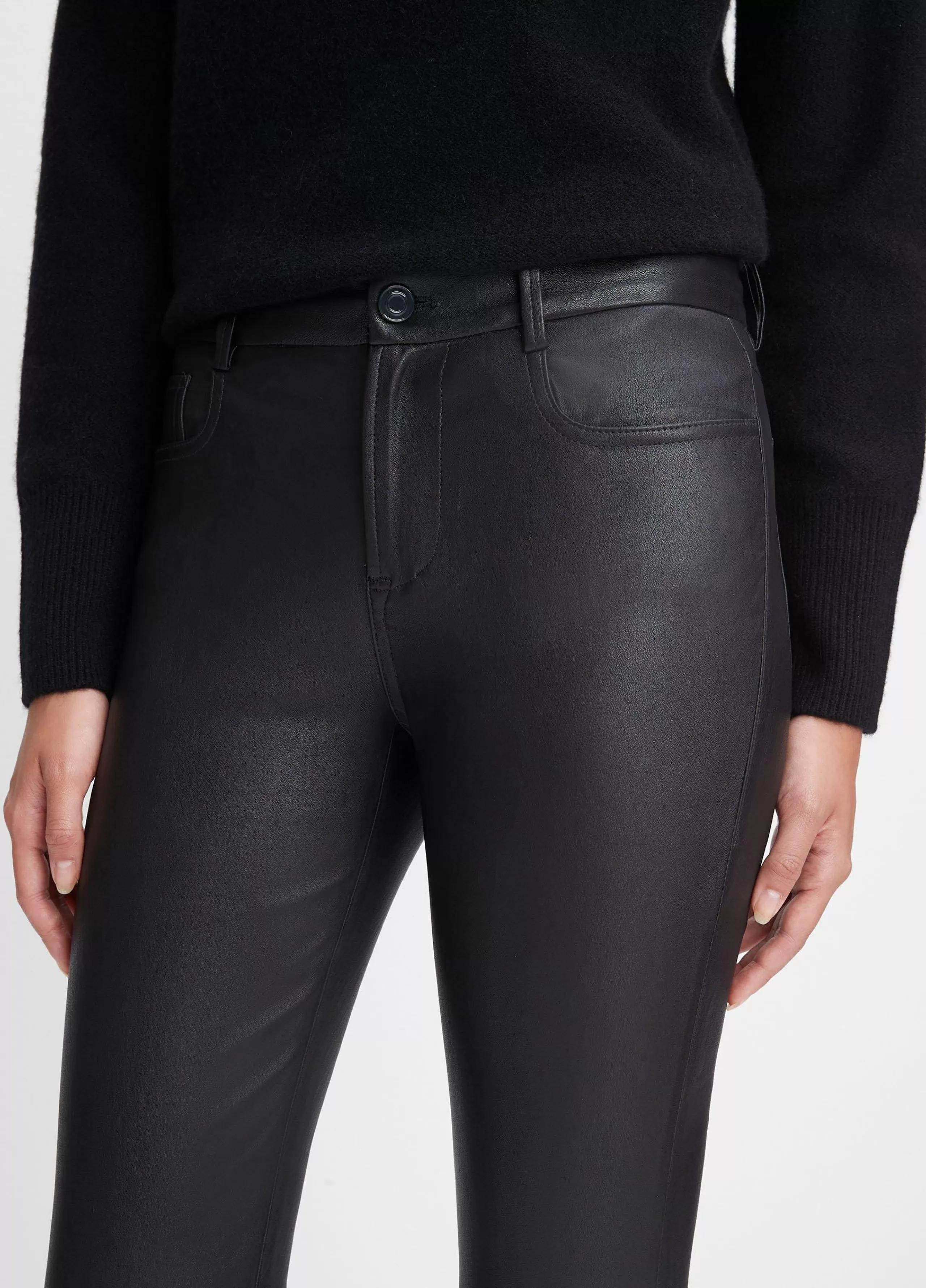 Women Vince Stretch Leather Boot-Cut Pant