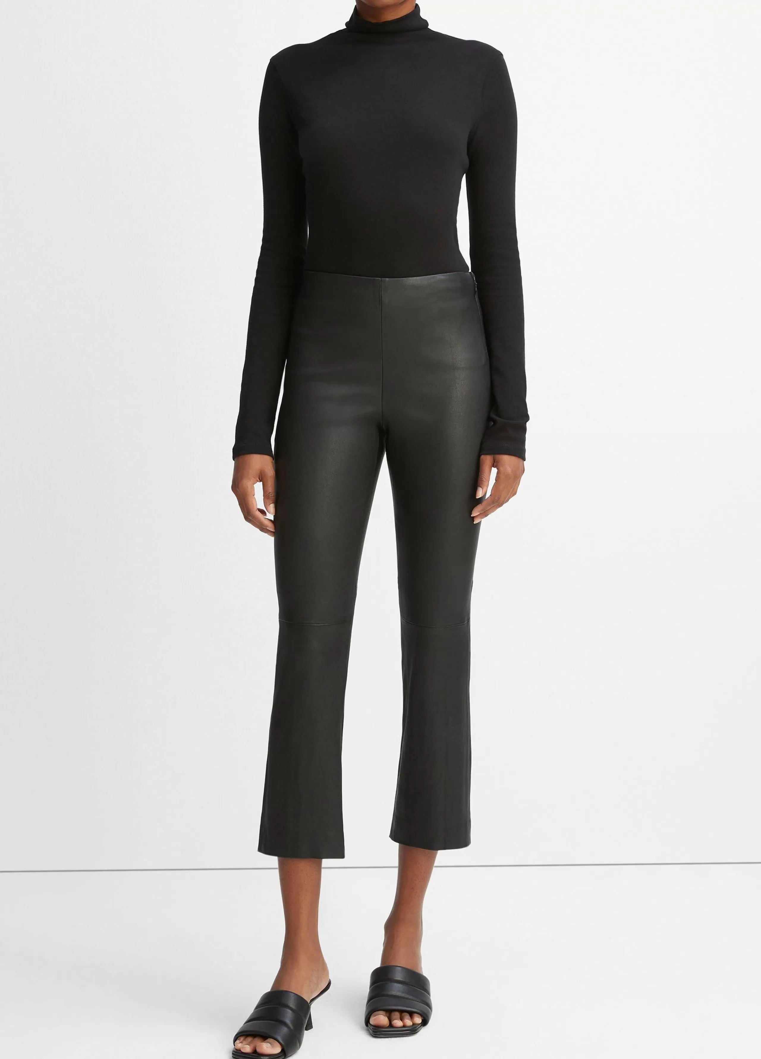 Women Vince Stretch-Leather Cropped Legging