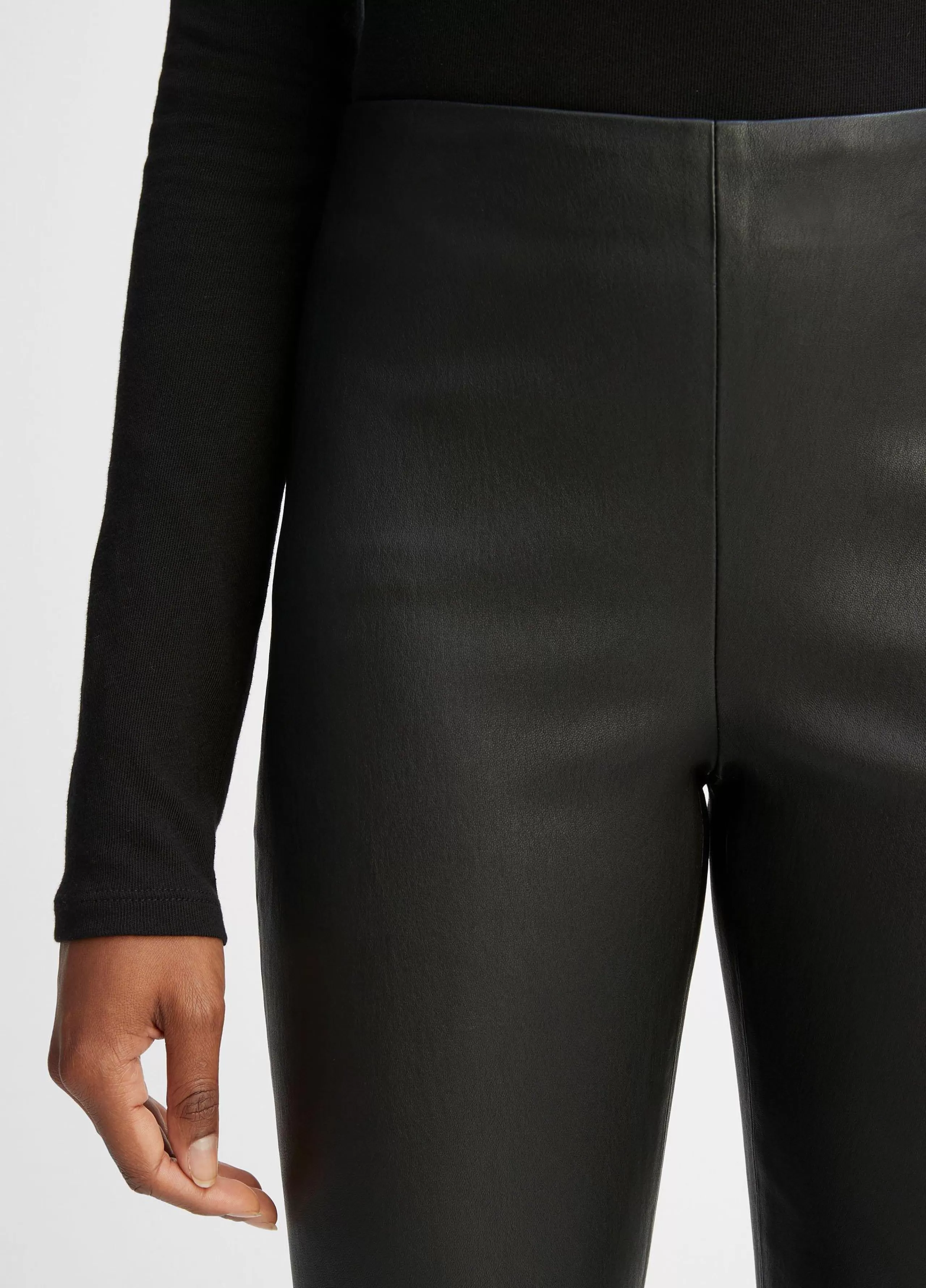 Women Vince Stretch-Leather Cropped Legging