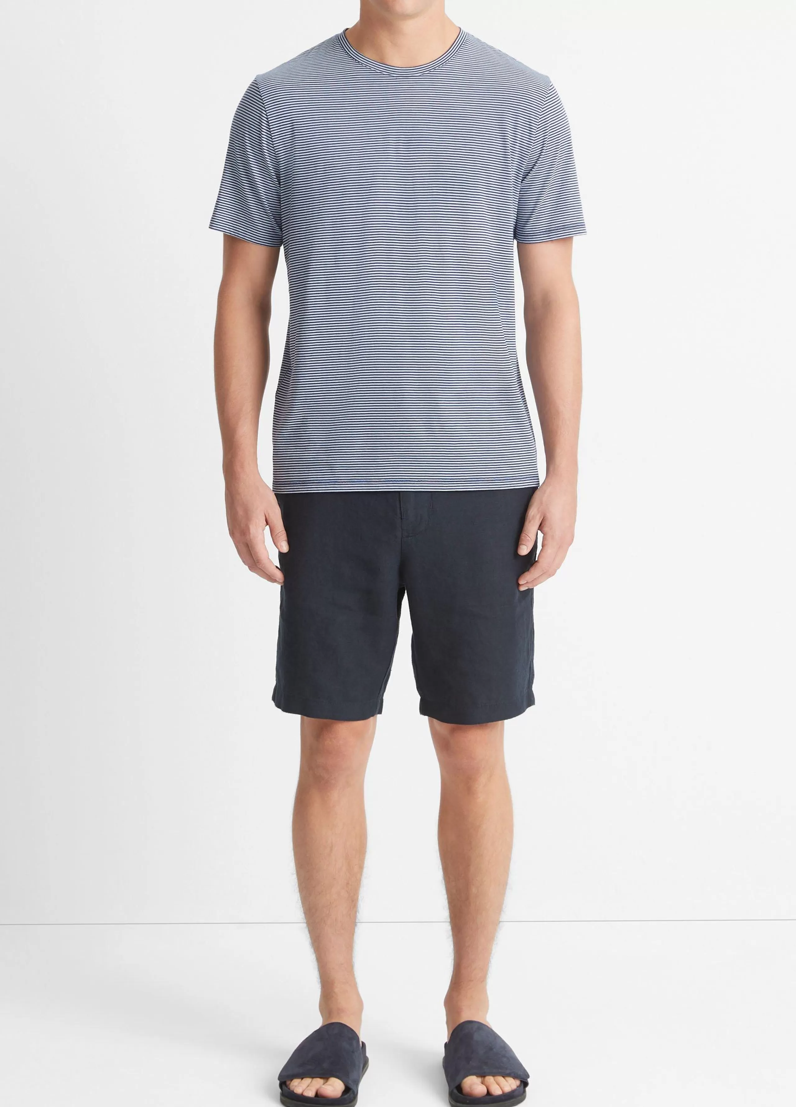 Vince Stripe Pima Cotton Crew Neck T-Shirt