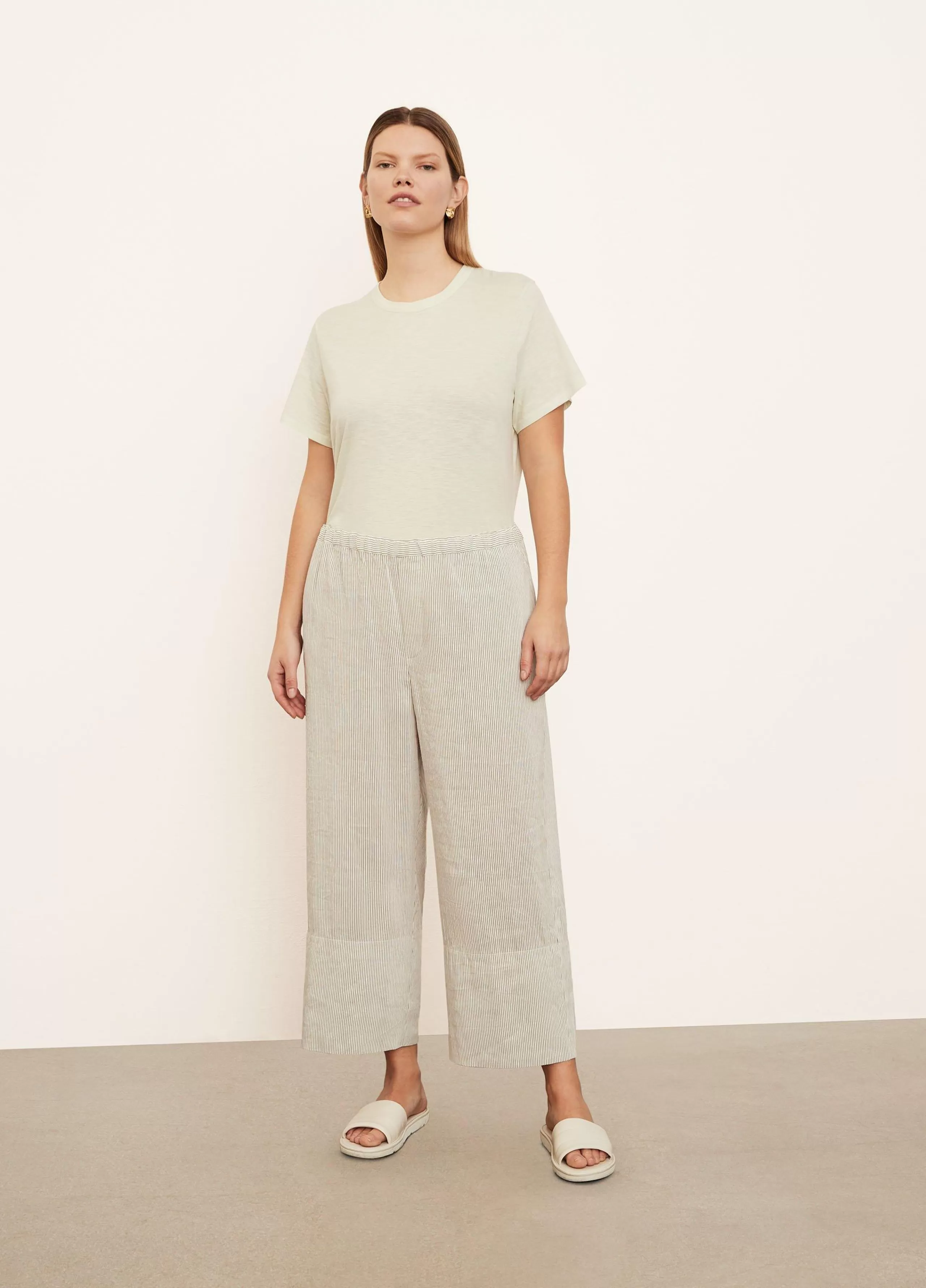 Women Vince Striped Pull-On Cropped Pant