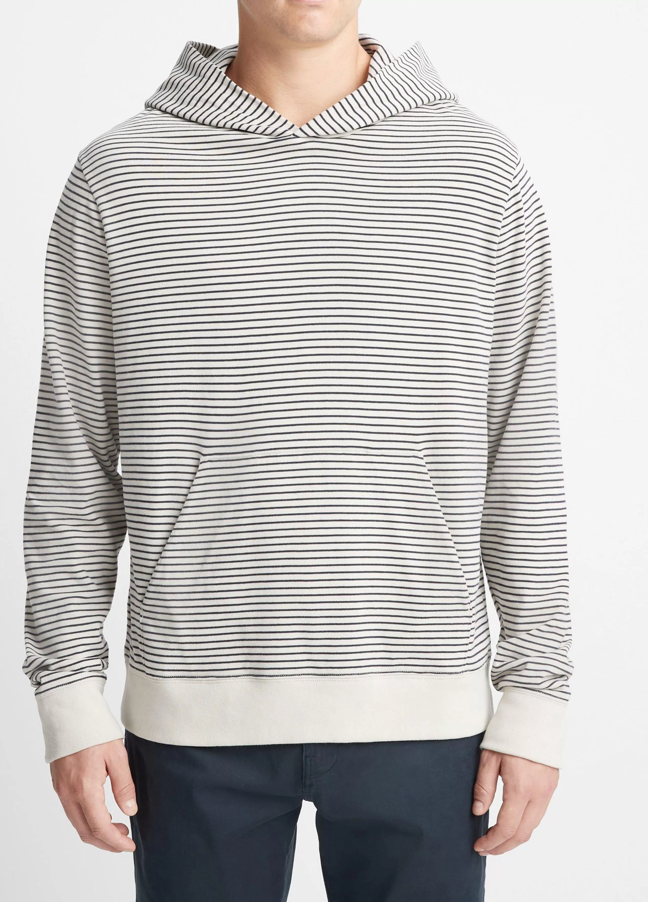 Vince Striped Sueded Jersey Pullover Hoodie