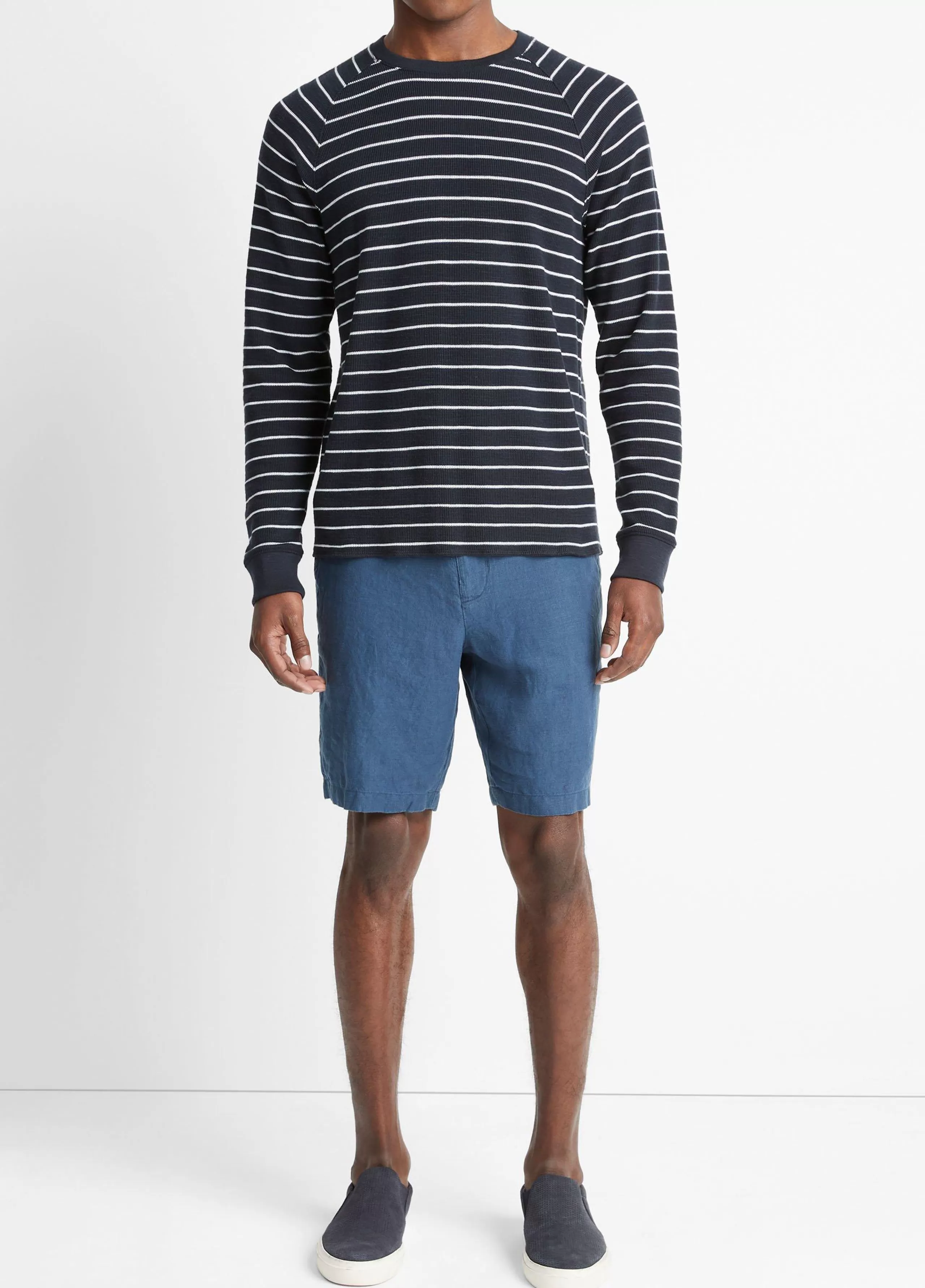 Vince Striped Waffle Pima Cotton Long-Sleeve T-Shirt