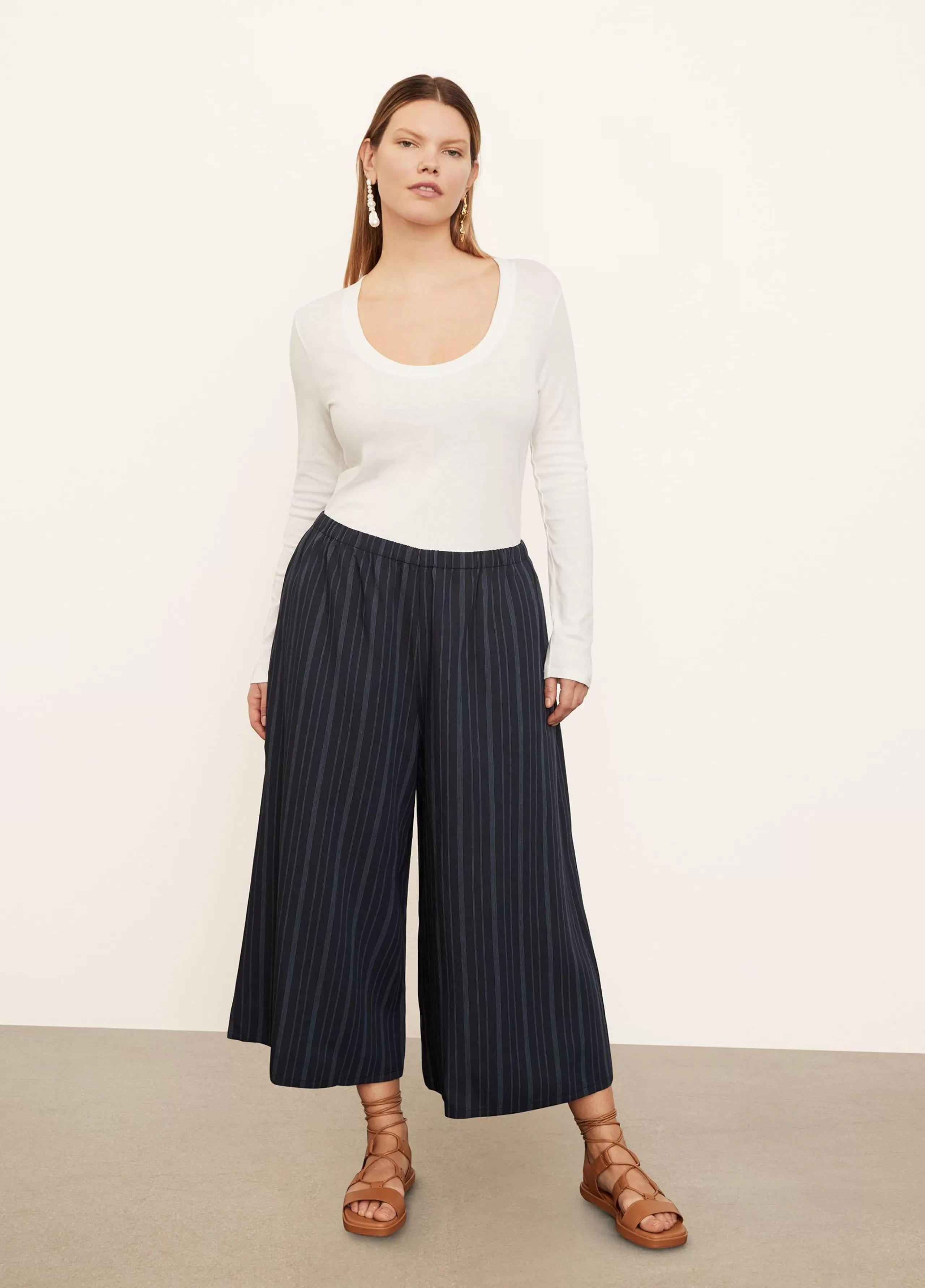 Women Vince Tie-Front Striped Culotte