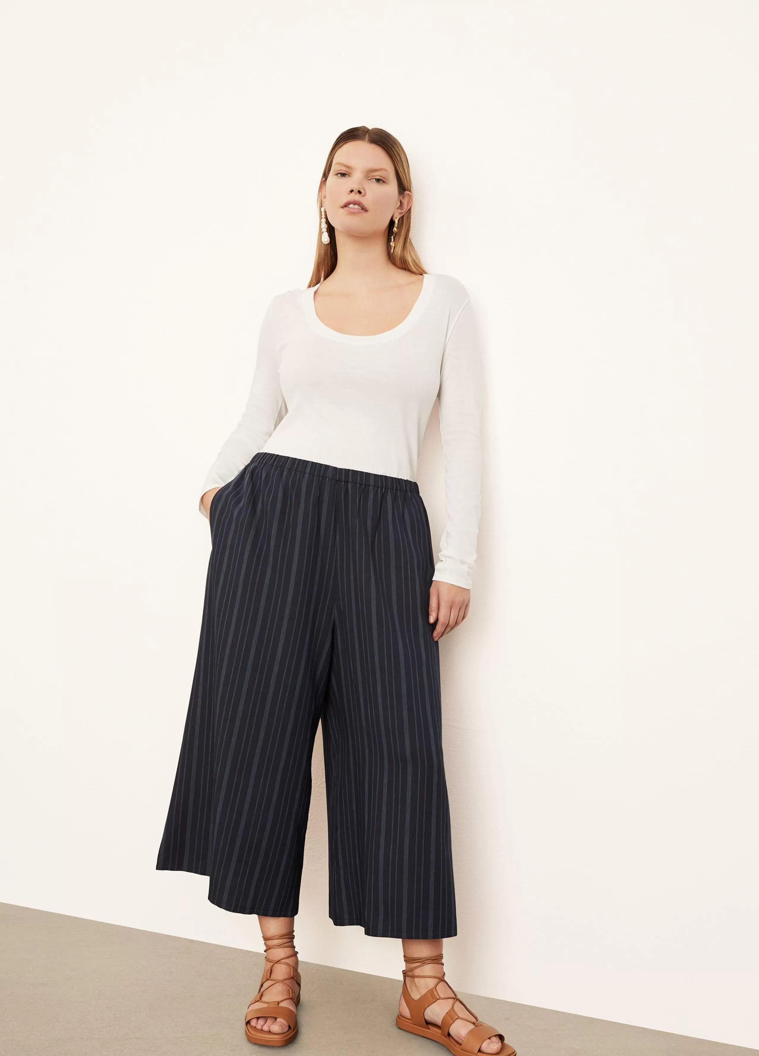 Women Vince Tie-Front Striped Culotte