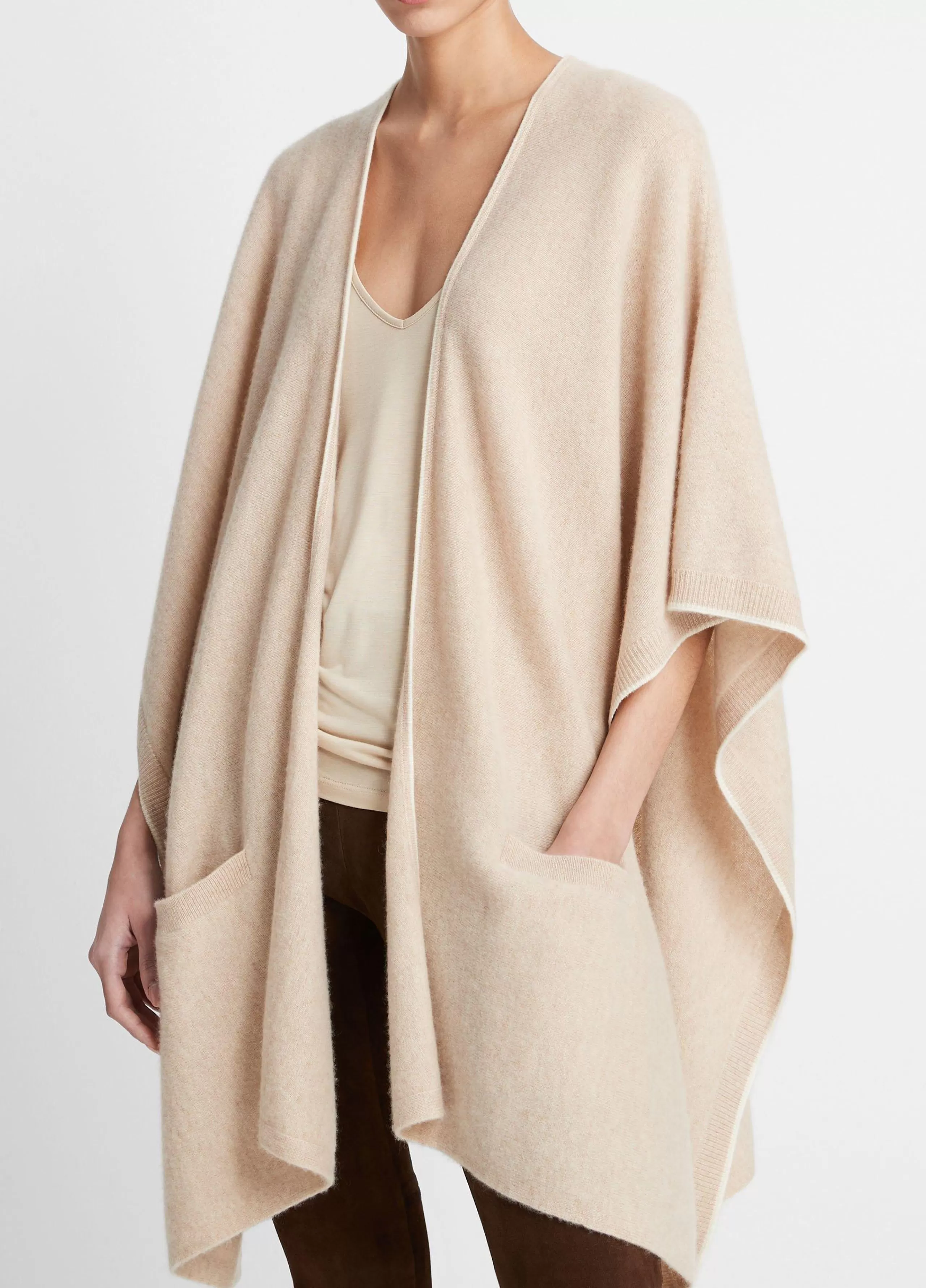 Women Vince Tipped Jersey-Knit Cashmere Cape