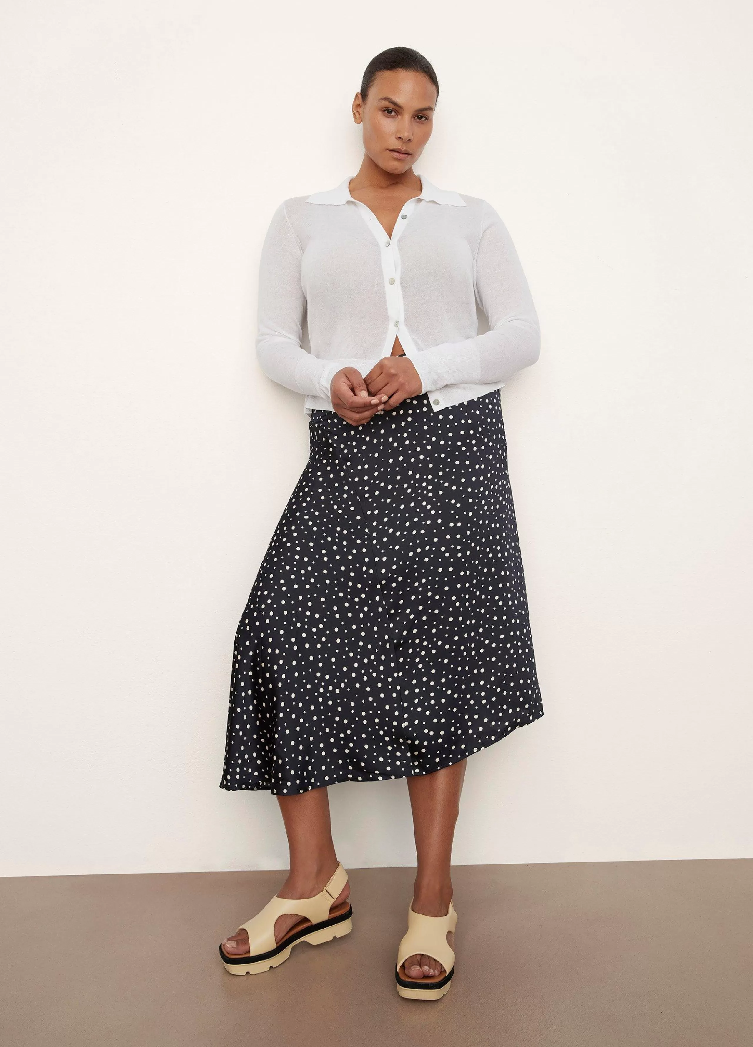 Women Vince Tossed Dot Draped Knot Skirt