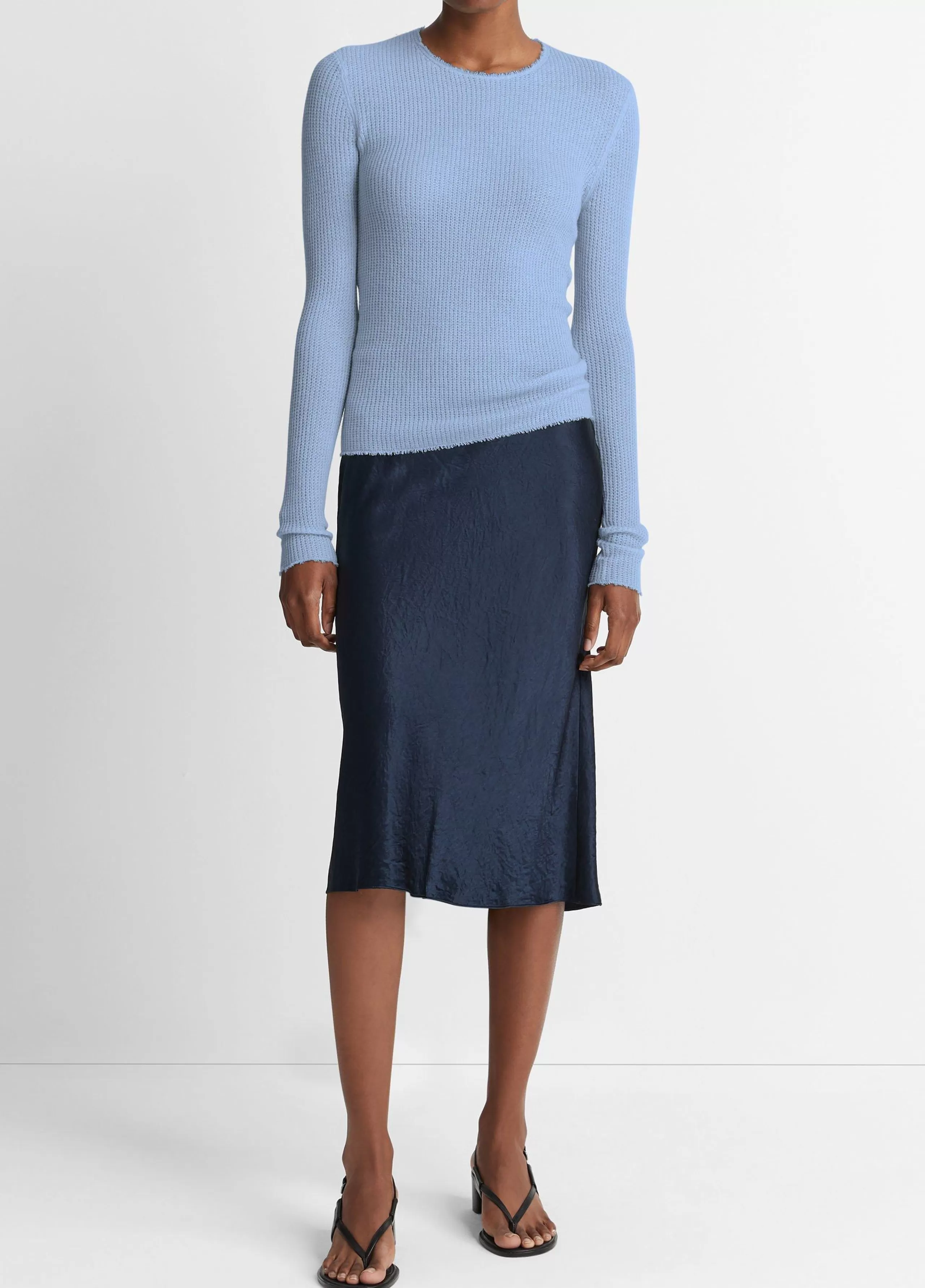 Women Vince Waffle-Stitched Cashmere-Silk Sweater