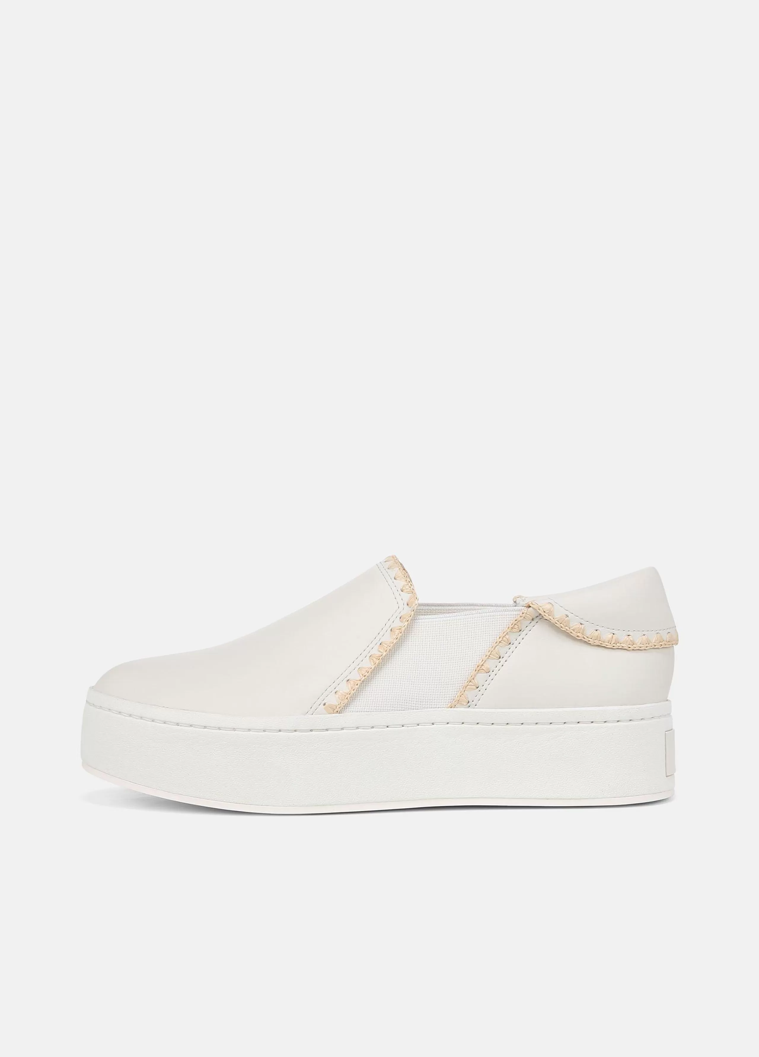 Women Vince Warren Raffia-Trim Leather Sneaker