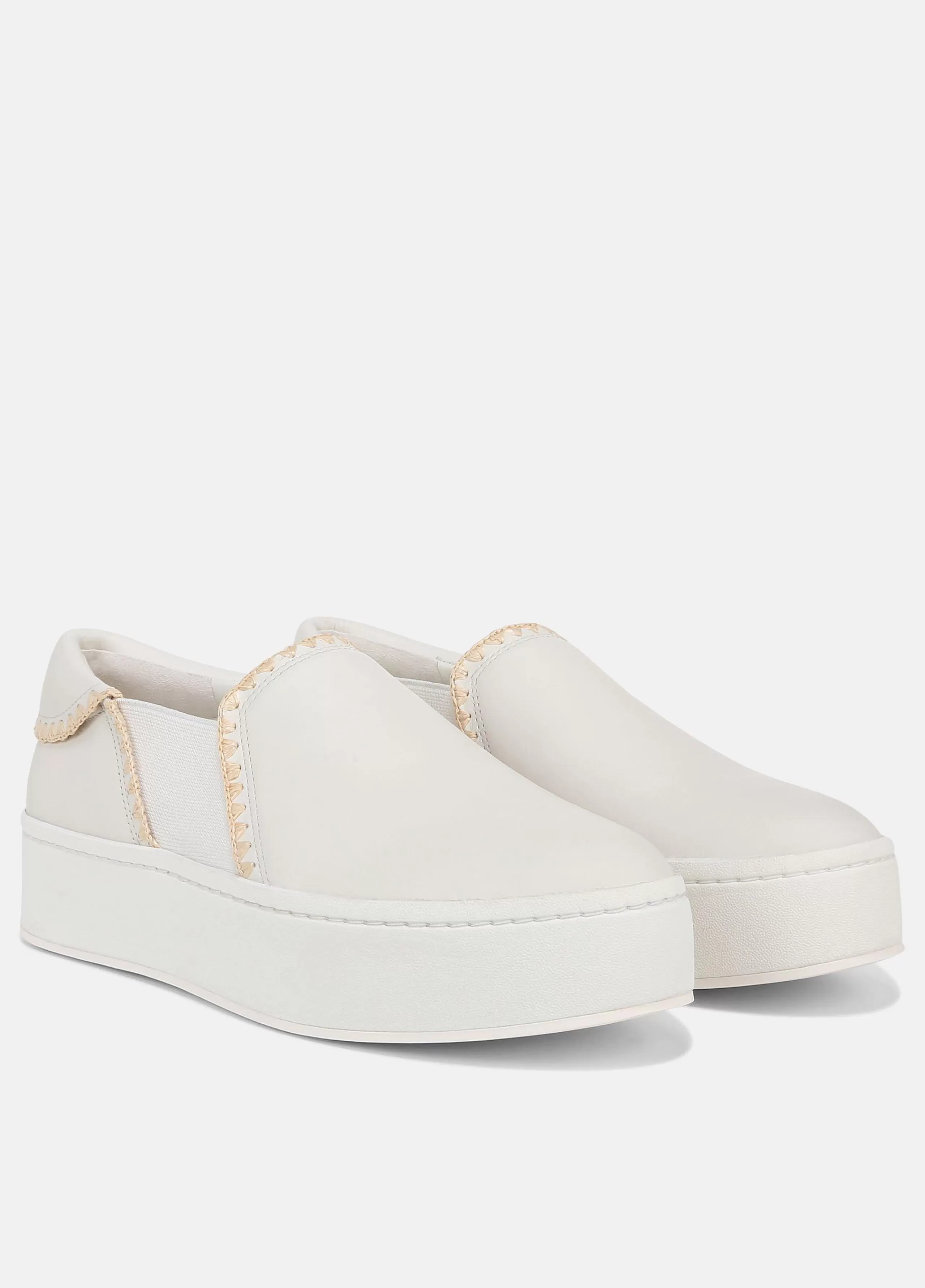 Women Vince Warren Raffia-Trim Leather Sneaker