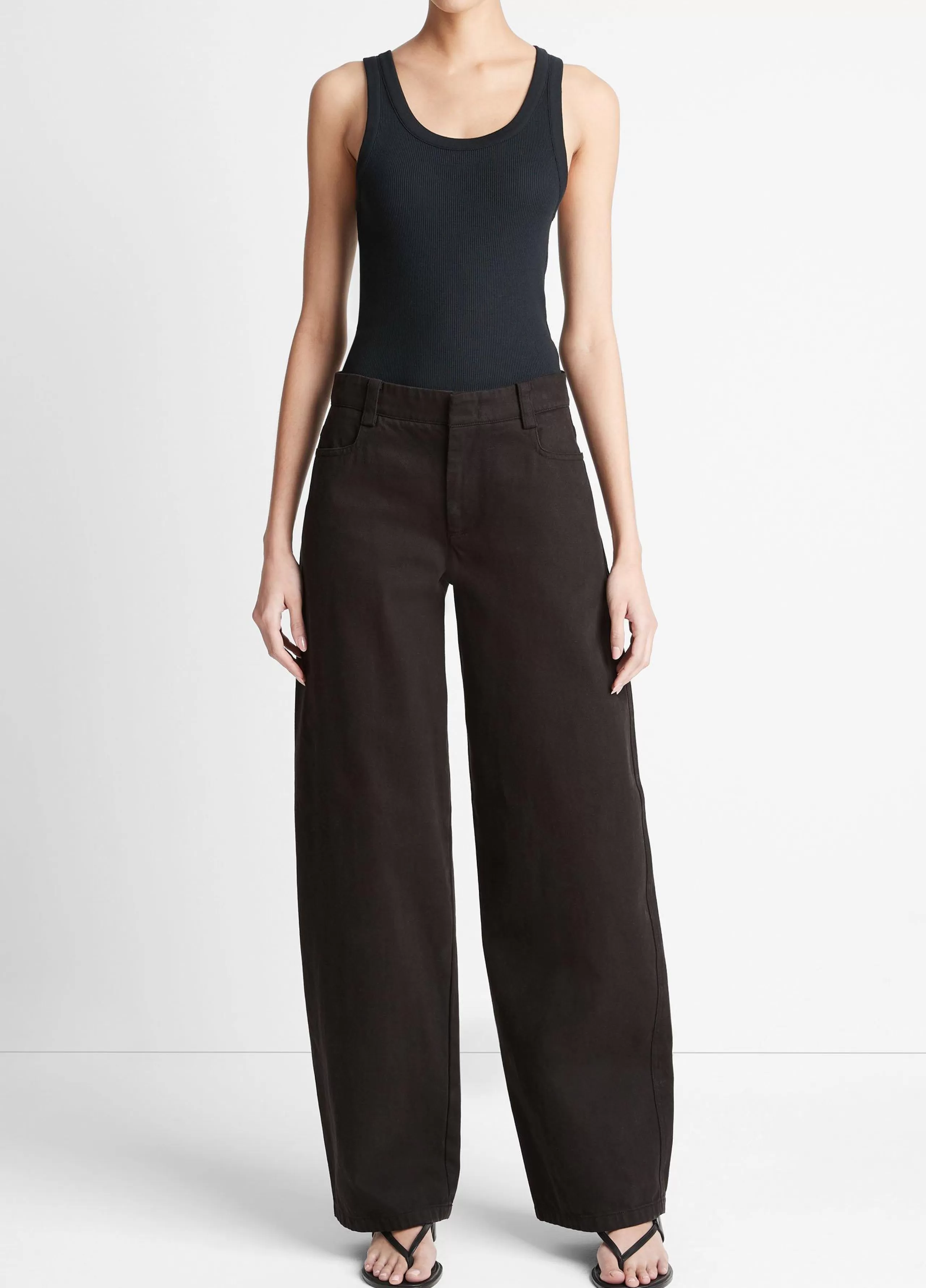 Women Vince Washed Cotton Twill Wide-Leg Pant