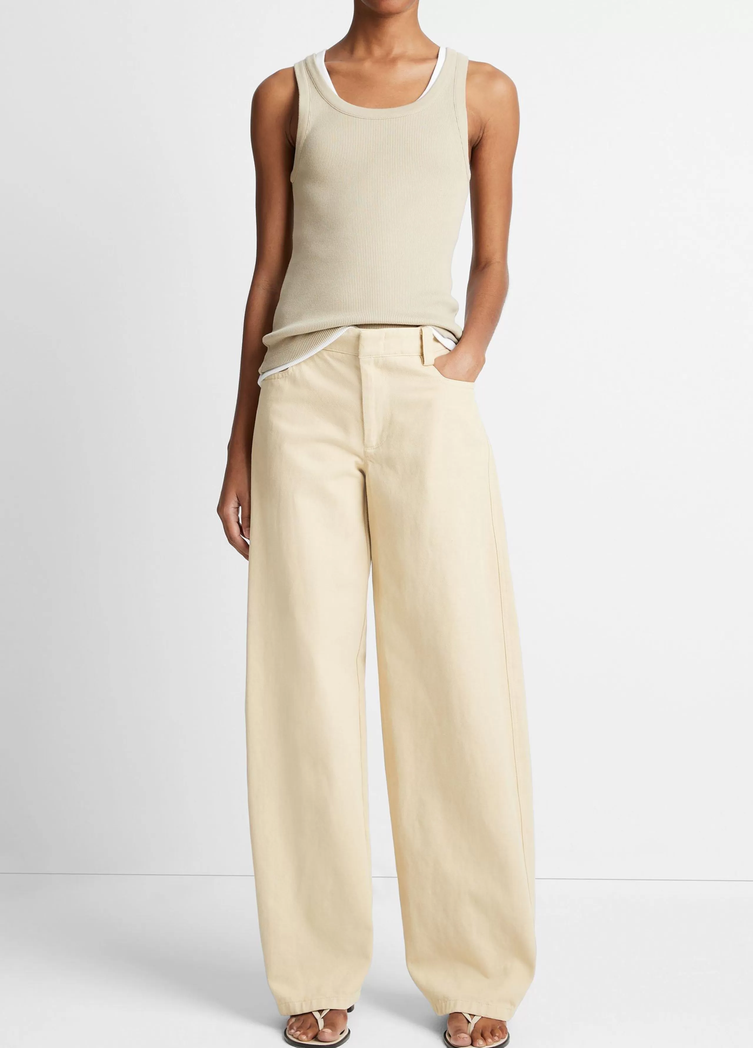 Women Vince Washed Cotton Twill Wide-Leg Pant