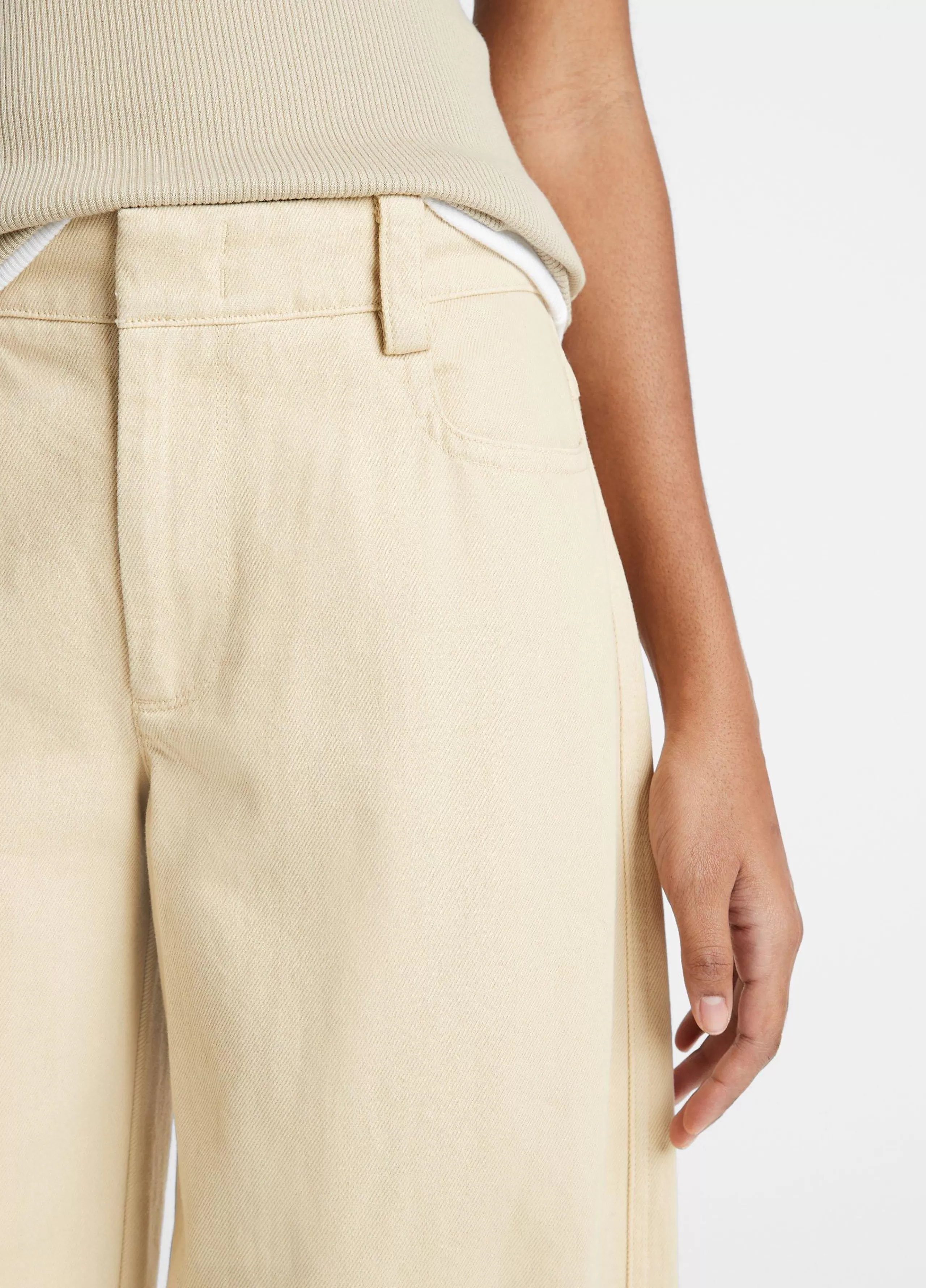 Women Vince Washed Cotton Twill Wide-Leg Pant